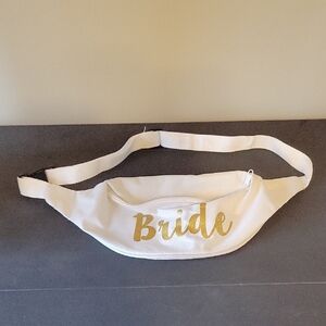 White Bride Fanny Pack with Gold Lettering